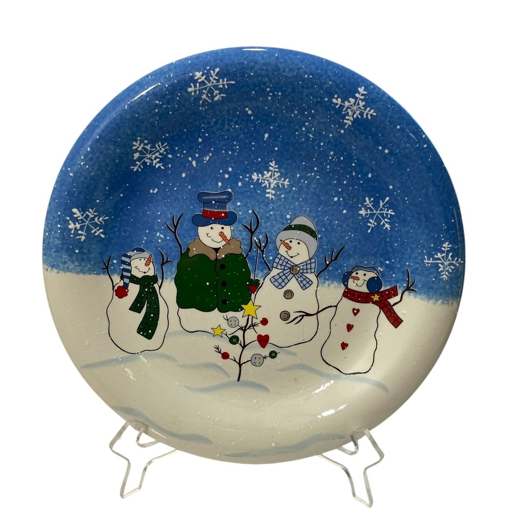 St Nicholas Square‎ Cookies Santa Stoneware Plate Snowman Christmas Holiday 4 Pc